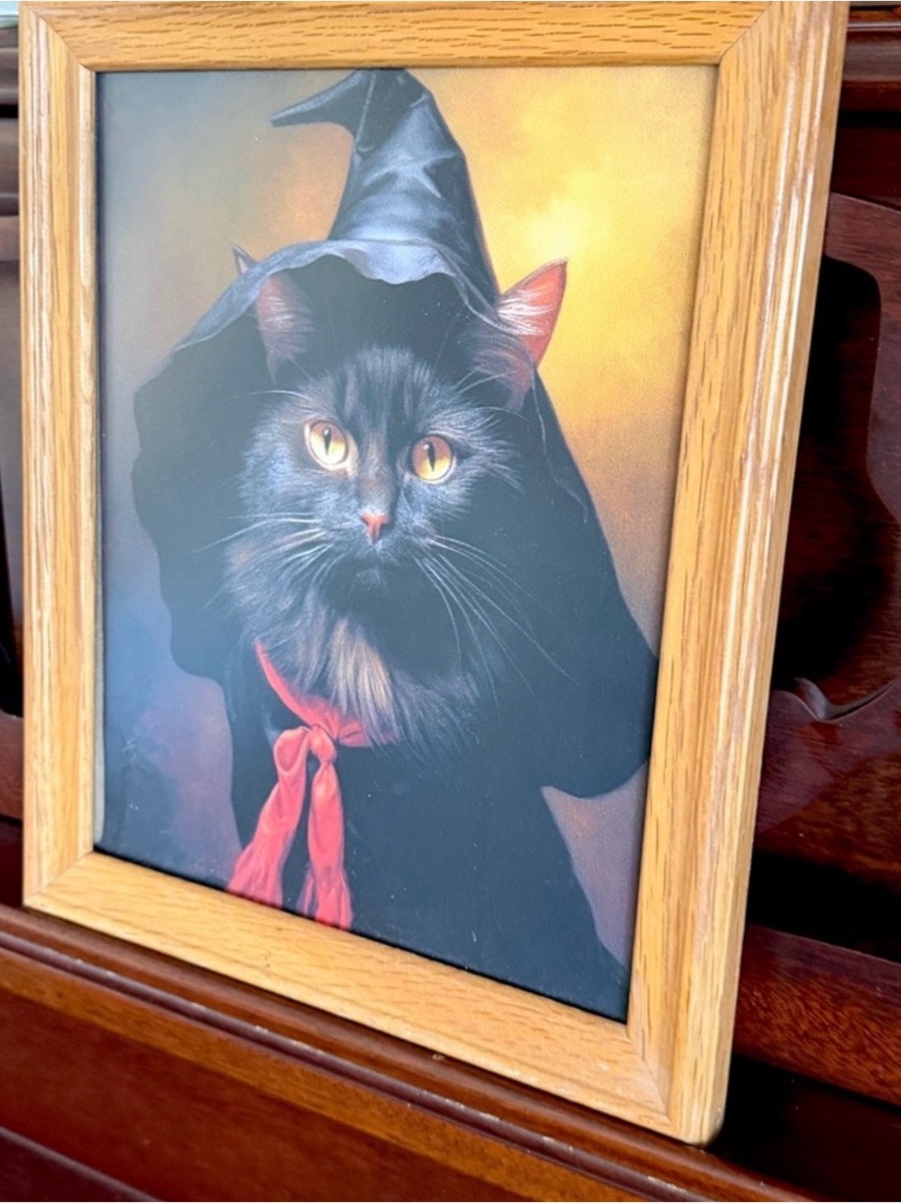 Witch Black Cat Dark Academia Gothic Cat Canvas Art Print Wood Framed Wall Art - Picture 4 of 8